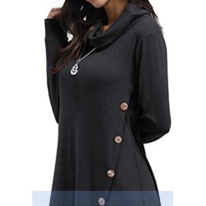 long Sleeve Cowl Neck Shirt Casual Loose Fitting T